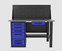 Верстак GAROPT однотумбовый 5 ящиков с экраном и ящиком